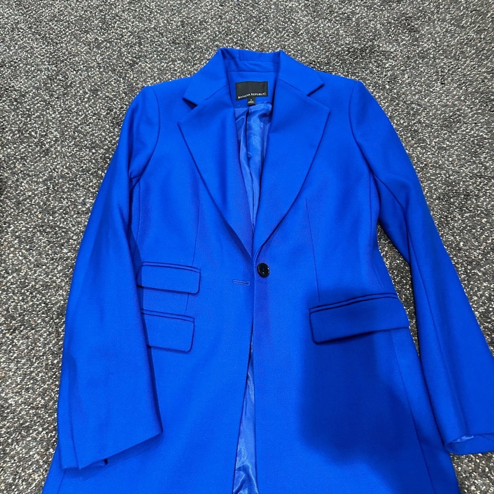 Banana Republic Blue Blazer with Notched Lapel and Slim Fit